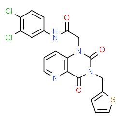 ChemSpider 2D Image | N-(3,4-Dichlorophenyl)-2-[2,4-dioxo-3-(2-thienylmethyl)-3,4-dihydropyrido[3,2-d]pyrimidin-1(2H)-yl]acetamide | C20H14Cl2N4O3S