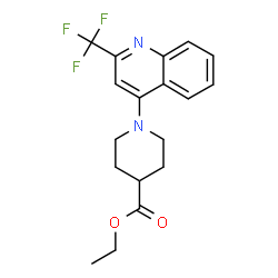 ChemSpider 2D Image | ethyl 1-[2-(trifluoromethyl)-4-quinolyl]piperidine-4-carboxylate | C18H19F3N2O2