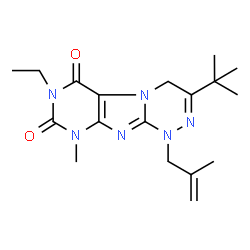 ChemSpider 2D Image | 7-Ethyl-9-methyl-3-(2-methyl-2-propanyl)-1-(2-methyl-2-propen-1-yl)-1,4-dihydro[1,2,4]triazino[3,4-f]purine-6,8(7H,9H)-dione | C18H26N6O2