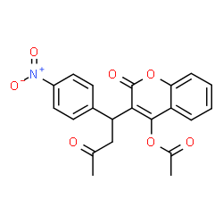 ChemSpider 2D Image | 3-[1-(4-Nitrophenyl)-3-oxobutyl]-2-oxo-2H-chromen-4-yl acetate | C21H17NO7