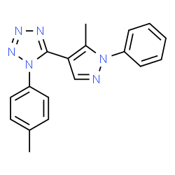 ChemSpider 2D Image | 1-(4-Methylphenyl)-5-(5-methyl-1-phenyl-1H-pyrazol-4-yl)-1H-tetrazole | C18H16N6