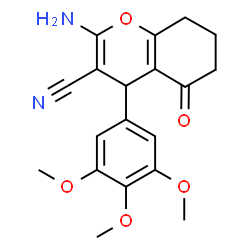 ChemSpider 2D Image | 2-Amino-5-oxo-4-(3,4,5-trimethoxyphenyl)-5,6,7,8-tetrahydro-4H-chromene-3-carbonitrile | C19H20N2O5
