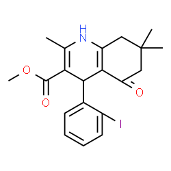 ChemSpider 2D Image | Methyl 4-(2-iodophenyl)-2,7,7-trimethyl-5-oxo-1,4,5,6,7,8-hexahydro-3-quinolinecarboxylate | C20H22INO3