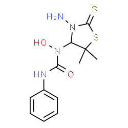 ChemSpider 2D Image | 1-(3-Amino-5,5-dimethyl-2-thioxo-1,3-thiazolidin-4-yl)-1-hydroxy-3-phenylurea | C12H16N4O2S2