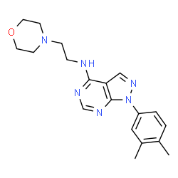 ChemSpider 2D Image | 1-(3,4-dimethylphenyl)-N-[2-(morpholin-4-yl)ethyl]pyrazolo[3,4-d]pyrimidin-4-amine | C19H24N6O