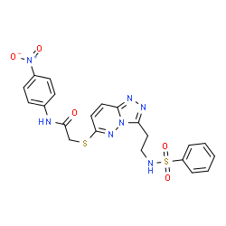 ChemSpider 2D Image | N-(4-Nitrophenyl)-2-[(3-{2-[(phenylsulfonyl)amino]ethyl}[1,2,4]triazolo[4,3-b]pyridazin-6-yl)sulfanyl]acetamide | C21H19N7O5S2