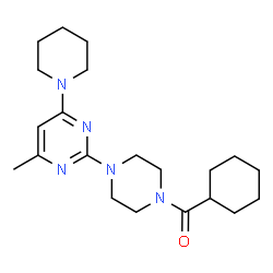 ChemSpider 2D Image | Cyclohexyl{4-[4-methyl-6-(1-piperidinyl)-2-pyrimidinyl]-1-piperazinyl}methanone | C21H33N5O