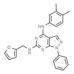 ChemSpider 2D Image | N~4~-(3,4-Dimethylphenyl)-N~6~-(2-furylmethyl)-1-phenyl-1H-pyrazolo[3,4-d]pyrimidine-4,6-diamine | C24H22N6O