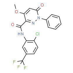 ChemSpider 2D Image | N-[2-Chloro-5-(trifluoromethyl)phenyl]-4-methoxy-6-oxo-1-phenyl-1,6-dihydro-3-pyridazinecarboxamide | C19H13ClF3N3O3