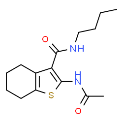 ChemSpider 2D Image | 2-Acetamido-N-butyl-4,5,6,7-tetrahydro-1-benzothiophene-3-carboxamide | C15H22N2O2S