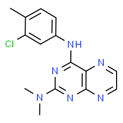 ChemSpider 2D Image | N~4~-(3-Chloro-4-methylphenyl)-N~2~,N~2~-dimethyl-2,4-pteridinediamine | C15H15ClN6