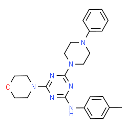 ChemSpider 2D Image | N-(4-Methylphenyl)-4-(4-morpholinyl)-6-(4-phenyl-1-piperazinyl)-1,3,5-triazin-2-amine | C24H29N7O