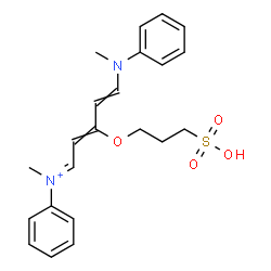 ChemSpider 2D Image | (1E)-N-Methyl-5-[methyl(phenyl)amino]-N-phenyl-3-(3-sulfopropoxy)-2,4-pentadien-1-iminium | C22H27N2O4S