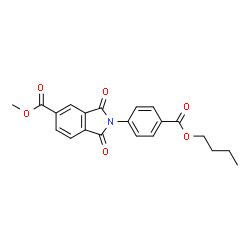 ChemSpider 2D Image | Methyl 2-[4-(butoxycarbonyl)phenyl]-1,3-dioxo-5-isoindolinecarboxylate | C21H19NO6