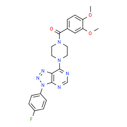ChemSpider 2D Image | (3,4-Dimethoxyphenyl){4-[3-(4-fluorophenyl)-3H-[1,2,3]triazolo[4,5-d]pyrimidin-7-yl]-1-piperazinyl}methanone | C23H22FN7O3