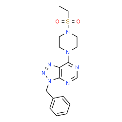 ChemSpider 2D Image | 3-Benzyl-7-[4-(ethylsulfonyl)-1-piperazinyl]-3H-[1,2,3]triazolo[4,5-d]pyrimidine | C17H21N7O2S