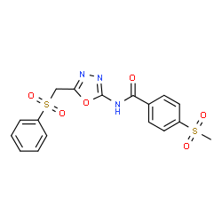 ChemSpider 2D Image | 4-(Methylsulfonyl)-N-{5-[(phenylsulfonyl)methyl]-1,3,4-oxadiazol-2-yl}benzamide | C17H15N3O6S2