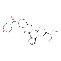 ChemSpider 2D Image | N,N-Diethyl-2-[3-{[4-(4-morpholinylcarbonyl)cyclohexyl]methyl}-2,4-dioxo-3,4-dihydrothieno[3,2-d]pyrimidin-1(2H)-yl]acetamide | C24H34N4O5S