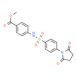 ChemSpider 2D Image | Methyl 4-({[4-(2,5-dioxo-1-pyrrolidinyl)phenyl]sulfonyl}amino)benzoate | C18H16N2O6S