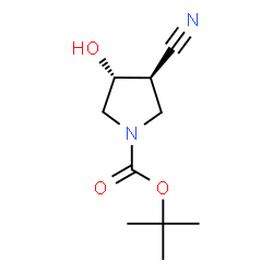 ChemSpider 2D Image | trans-1-Boc-3-cyano-4-hydroxypyrrolidine | C10H16N2O3