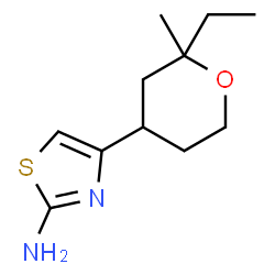 ChemSpider 2D Image | 4-(2-Ethyl-2-methyltetrahydro-2H-pyran-4-yl)-1,3-thiazol-2-amine | C11H18N2OS