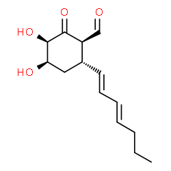 ChemSpider 2D Image | (1R,3R,4R,6S)-6-[(1E,3E)-1,3-Heptadien-1-yl]-3,4-dihydroxy-2-oxocyclohexanecarbaldehyde | C14H20O4