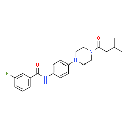 ChemSpider 2D Image | 3-Fluoro-N-{4-[4-(3-methylbutanoyl)-1-piperazinyl]phenyl}benzamide | C22H26FN3O2