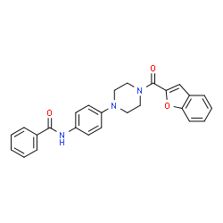 ChemSpider 2D Image | N-{4-[4-(1-Benzofuran-2-ylcarbonyl)-1-piperazinyl]phenyl}benzamide | C26H23N3O3