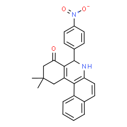 ChemSpider 2D Image | 2,2-Dimethyl-5-(4-nitrophenyl)-2,3,5,6-tetrahydrobenzo[a]phenanthridin-4(1H)-one | C25H22N2O3