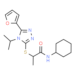 ChemSpider 2D Image | N-Cyclohexyl-2-{[5-(2-furyl)-4-isopropyl-4H-1,2,4-triazol-3-yl]sulfanyl}propanamide | C18H26N4O2S