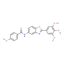 ChemSpider 2D Image | 4-Methoxy-N-[2-(3,4,5-trimethoxyphenyl)-1,3-benzoxazol-5-yl]benzamide | C24H22N2O6