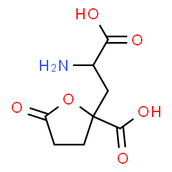 ChemSpider 2D Image | 2-(2-Amino-2-carboxyethyl)-5-oxotetrahydro-2-furancarboxylic acid | C8H11NO6