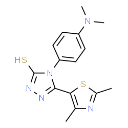 ChemSpider 2D Image | 4-[4-(Dimethylamino)phenyl]-5-(2,4-dimethyl-1,3-thiazol-5-yl)-2,4-dihydro-3H-1,2,4-triazole-3-thione | C15H17N5S2