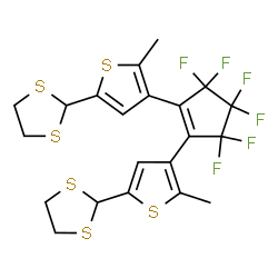 ChemSpider 2D Image | 2,2'-[(3,3,4,4,5,5-Hexafluoro-1-cyclopentene-1,2-diyl)bis(5-methyl-4,2-thienediyl)]bis(1,3-dithiolane) | C21H18F6S6