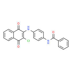 ChemSpider 2D Image | N-{4-[(3-Chloro-1,4-dioxo-1,4-dihydro-2-naphthalenyl)amino]phenyl}benzamide | C23H15ClN2O3