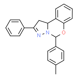 ChemSpider 2D Image | 5-(4-Methylphenyl)-2-phenyl-1,10b-dihydropyrazolo[1,5-c][1,3]benzoxazine | C23H20N2O
