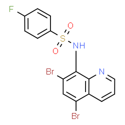 ChemSpider 2D Image | N-(5,7-Dibromo-8-quinolinyl)-4-fluorobenzenesulfonamide | C15H9Br2FN2O2S
