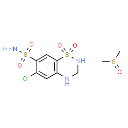 ChemSpider 2D Image | 6-Chloro-3,4-dihydro-2H-1,2,4-benzothiadiazine-7-sulfonamide 1,1-dioxide - (methylsulfinyl)methane (1:1) | C9H14ClN3O5S3