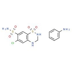 ChemSpider 2D Image | aniline; 6-chloro-1,1-dioxo-3,4-dihydro-2H-benzo[e][1,2,4]thiadiazine-7-sulfonamide | C13H15ClN4O4S2