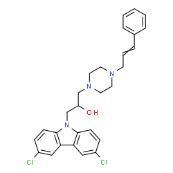 ChemSpider 2D Image | 1-(4-Cinnamyl-1-piperazinyl)-3-(3,6-dichloro-9H-carbazol-9-yl)-2-propanol | C28H29Cl2N3O