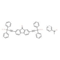 ChemSpider 2D Image | 1-(3-Pyridinyl)ethanone - 2,7-bis(3-hydroxy-3,3-diphenyl-1-propyn-1-yl)-9H-fluoren-9-one (1:1) | C50H35NO4