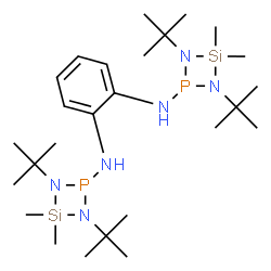 ChemSpider 2D Image | N,N'-Bis[4,4-dimethyl-1,3-bis(2-methyl-2-propanyl)-1,3,2,4-diazaphosphasiletidin-2-yl]-1,2-benzenediamine | C26H54N6P2Si2