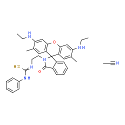 ChemSpider 2D Image | 1-{2-[3',6'-Bis(ethylamino)-2',7'-dimethyl-3-oxospiro[isoindole-1,9'-xanthen]-2(3H)-yl]ethyl}-3-phenylthiourea - acetonitrile (1:1) | C37H40N6O2S