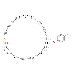 ChemSpider 2D Image | 1-Bromo-4-methoxybenzene - 1,6,12,17,23,28-hexaselenacyclotritriaconta-2,4,13,15,24,26-hexayne (1:1) | C34H37BrOSe6