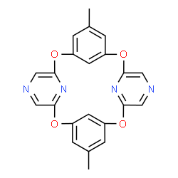 ChemSpider 2D Image | 11,23-Dimethyl-2,8,14,20-tetraoxa-5,17,26,28-tetraazapentacyclo[19.3.1.1~3,7~.1~9,13~.1~15,19~]octacosa-1(25),3(28),4,6,9(27),10,12,15(26),16,18,21,23-dodecaene | C22H16N4O4