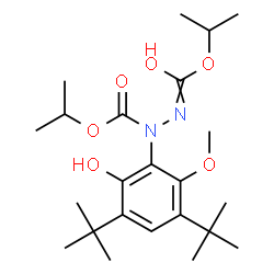 ChemSpider 2D Image | Diisopropyl 1-[2-hydroxy-6-methoxy-3,5-bis(2-methyl-2-propanyl)phenyl]-1,2-hydrazinedicarboxylate | C23H38N2O6