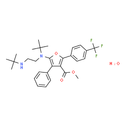 ChemSpider 2D Image | methyl 5-[tert-butyl-[2-(tert-butylamino)ethyl]amino]-4-phenyl-2-[4-(trifluoromethyl)phenyl]furan-3-carboxylate hydrate | C29H37F3N2O4