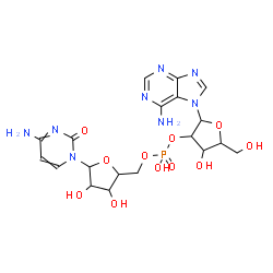 ChemSpider 2D Image | [5-(4-amino-2-oxo-pyrimidin-1-yl)-3,4-dihydroxy-tetrahydrofuran-2-yl]methyl [2-(6-aminopurin-7-yl)-4-hydroxy-5-(hydroxymethyl)tetrahydrofuran-3-yl] hydrogen phosphate | C19H25N8O11P