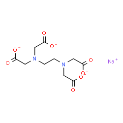 ChemSpider 2D Image | Acetate, 2,2',2'',2'''-(1,2-ethanediyldinitrilo)tetrakis-, sodium salt (1:1) | C10H12N2NaO8
