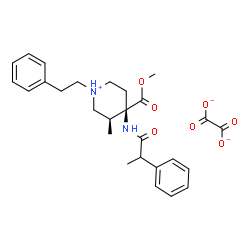 ChemSpider 2D Image | Piperidinium, 4-(methoxycarbonyl)-3-methyl-4-[(1-oxo-2-phenylpropyl)amino]-1-(2-phenylethyl)-, (3S,4R)- ethanedioate (1:1) | C27H33N2O7